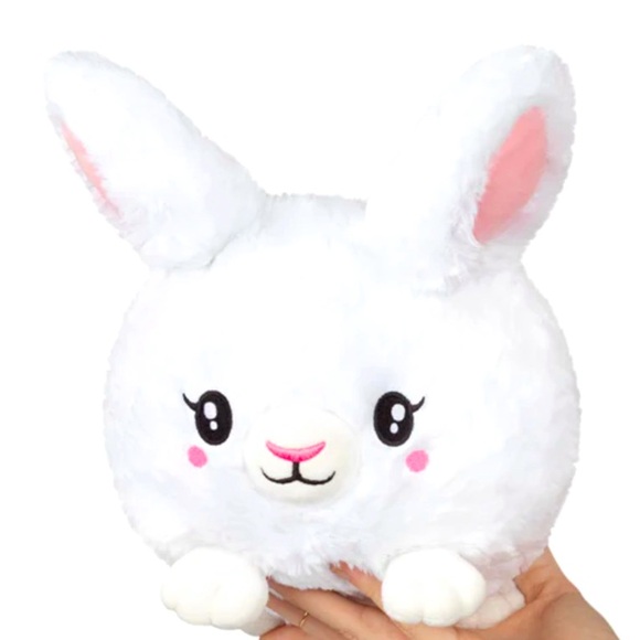 Squishable Mini Fluffy White Bunny Rabbit with Pink Cheeks 7" Plush - Picture 1 of 9